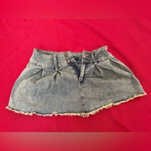Frayed Denim Mini Skirt